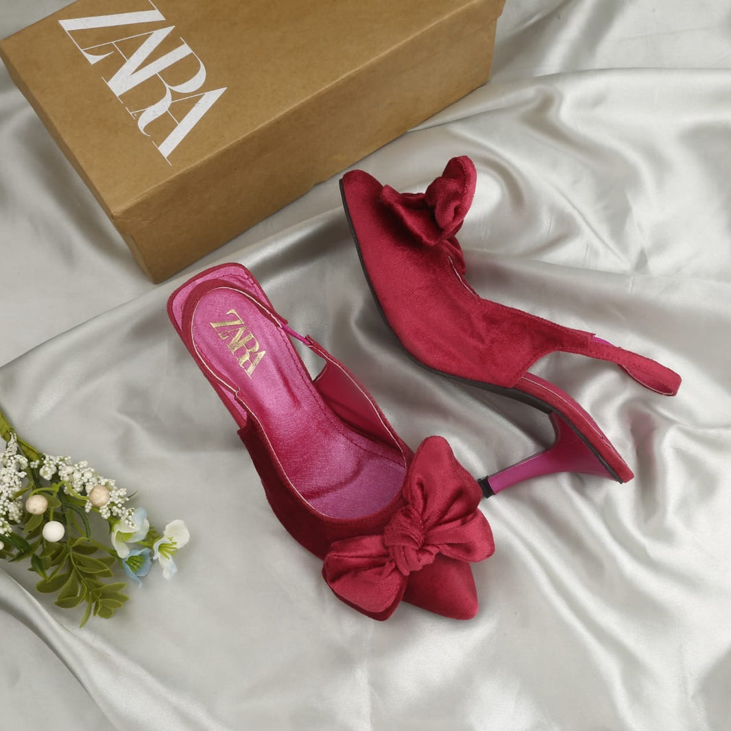 Zara Suede Bow Heels