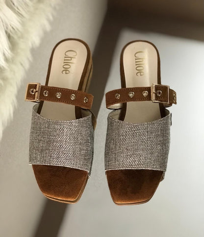 Chloe Canvas Crafted Mules