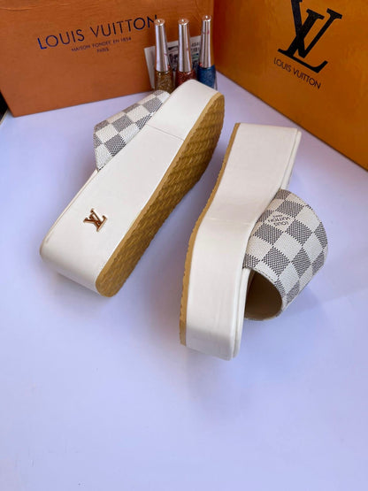 Louis Vuitton Signature White Wedges