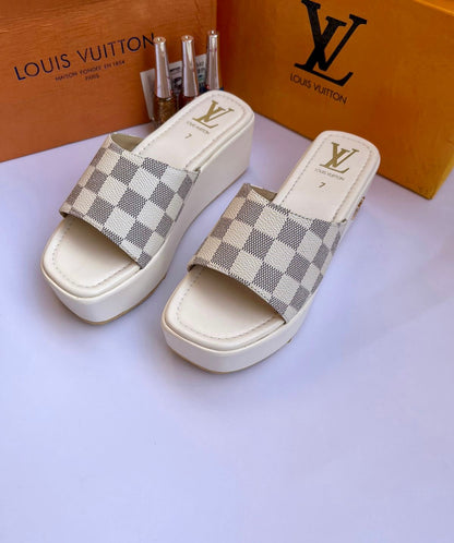 Louis Vuitton Signature White Wedges