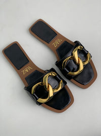 Zara Chain Leather Sandals