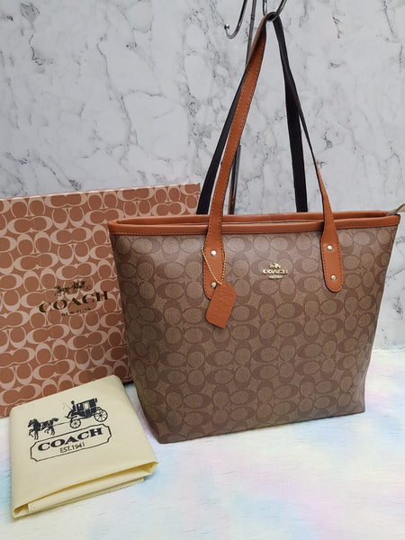 Coach Zip Top Tote Bag In Signature Canvas