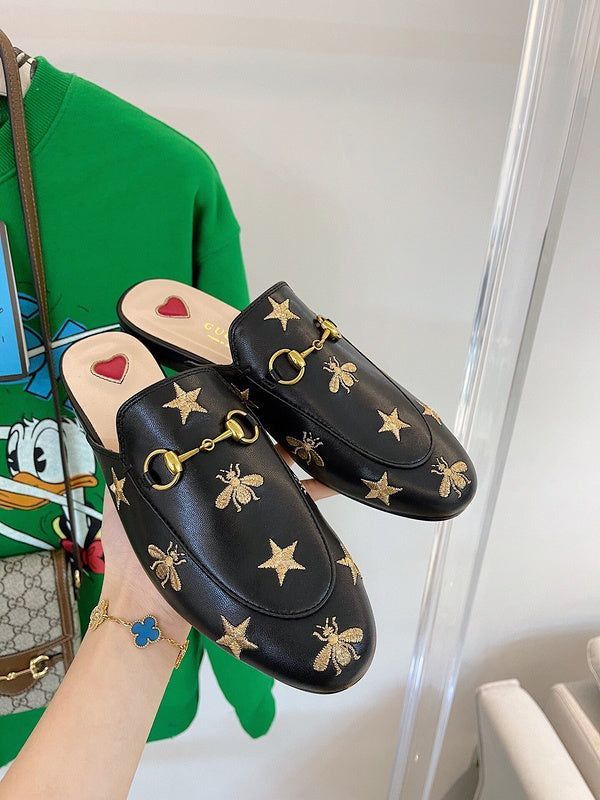 Gucci Embroidery Mules