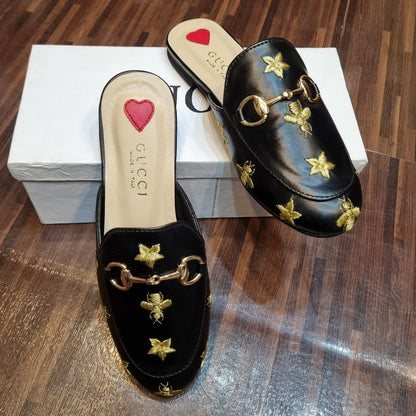 Gucci Embroidery Mules