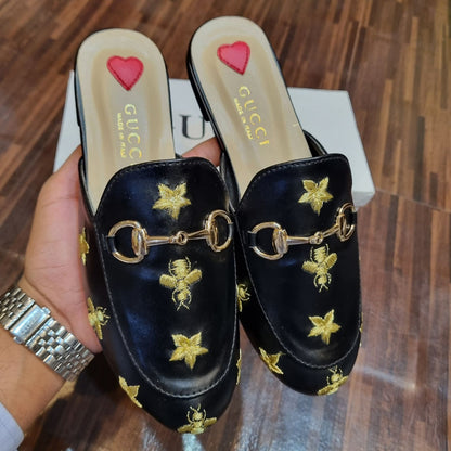 Gucci Embroidery Mules