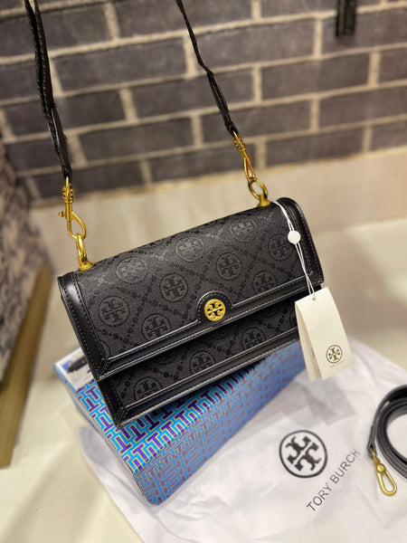 T MonoGram Black Shoulder Bag