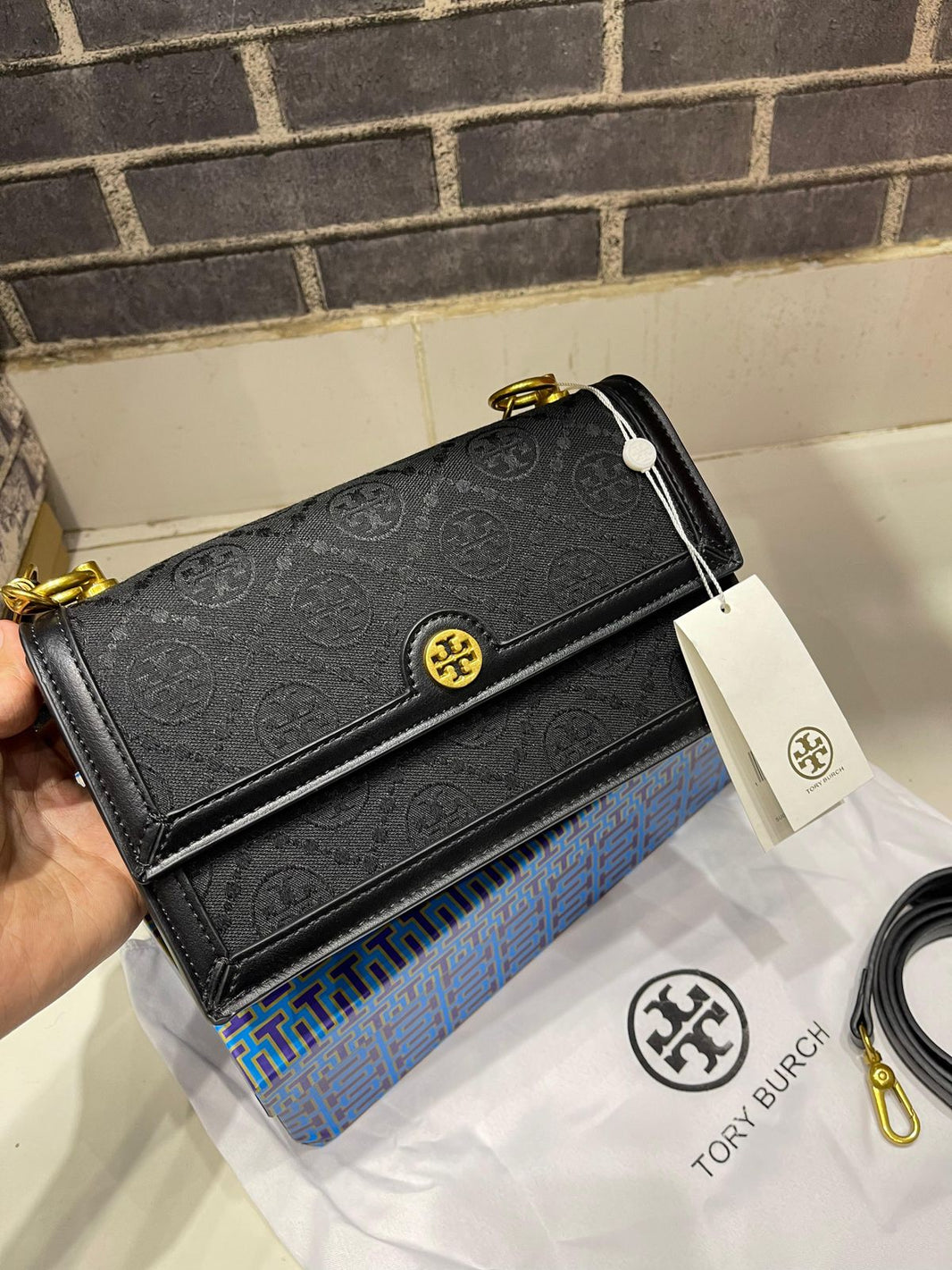 T MonoGram Black Shoulder Bag