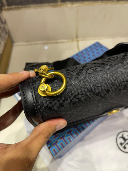 T MonoGram Black Shoulder Bag