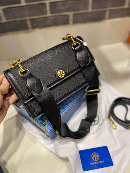T MonoGram Black Shoulder Bag