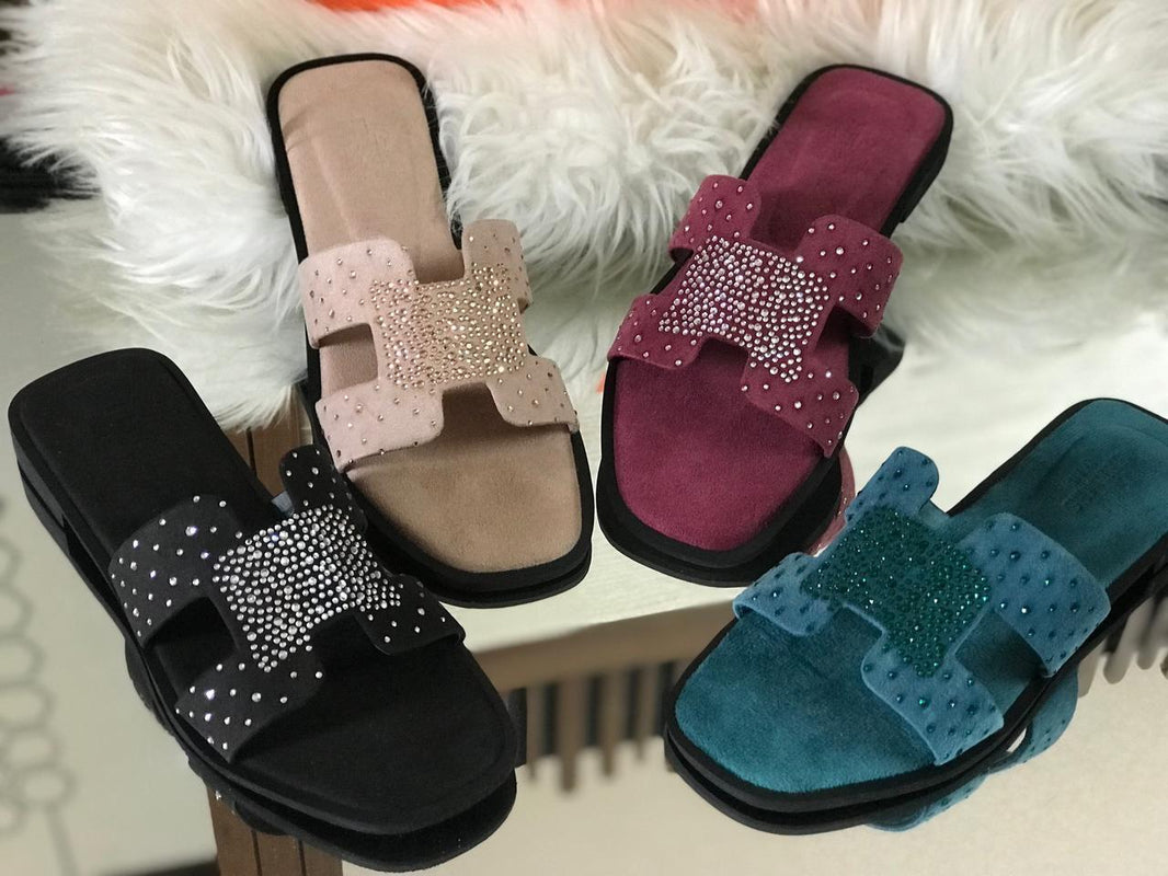 Hermees Furry Slippers