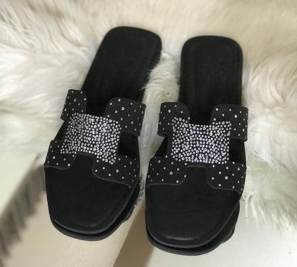 Hermees Furry Slippers