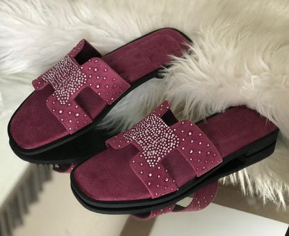 Hermees Furry Slippers