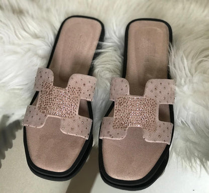 Hermees Furry Slippers