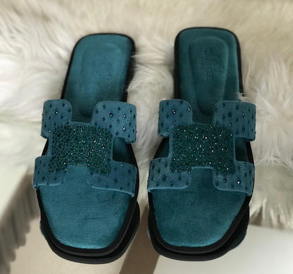 Hermees Furry Slippers