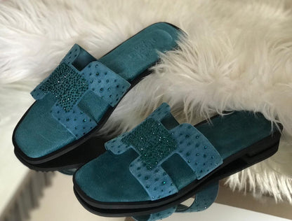 Hermees Furry Slippers