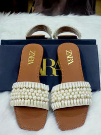 Zara Pearls Embellished Slippers