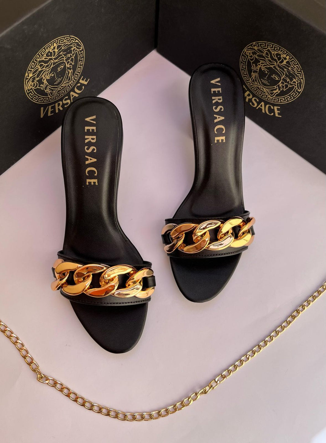 Versace Medusa Mid Chain Heels