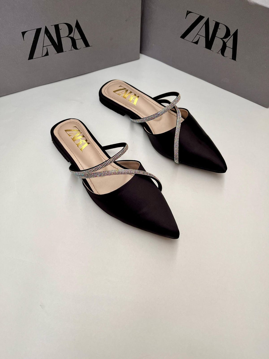 Zara Rhinestone Strap Mule
