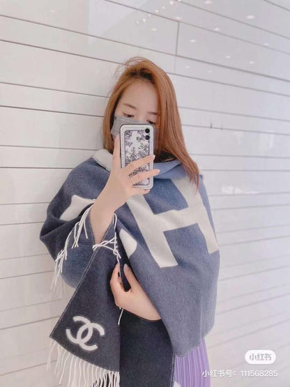 Chanel Woolen Shawls Reverse able