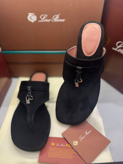 Loro Piana Summer Charms Walk Suede Thong Sandals