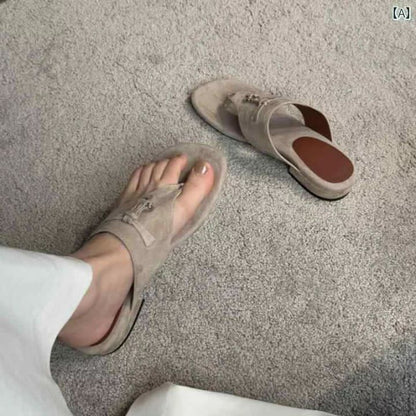 Loro Piana Summer Charms Walk Suede Thong Sandals