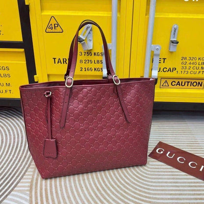 Gucci GG Emblem Debossed Leather Tote