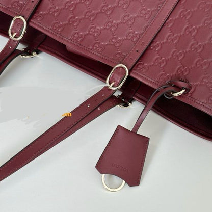 Gucci GG Emblem Debossed Leather Tote