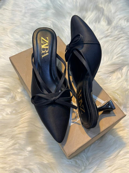 Zara Bow Satin Heels