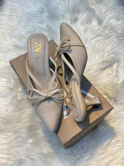 Zara Bow Satin Heels
