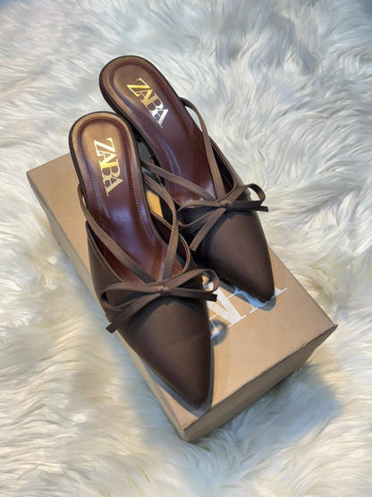 Zara Bow Satin Heels