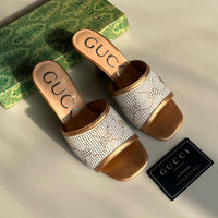 Gucci Women Gg Crystal Embellished Heeled Sandals