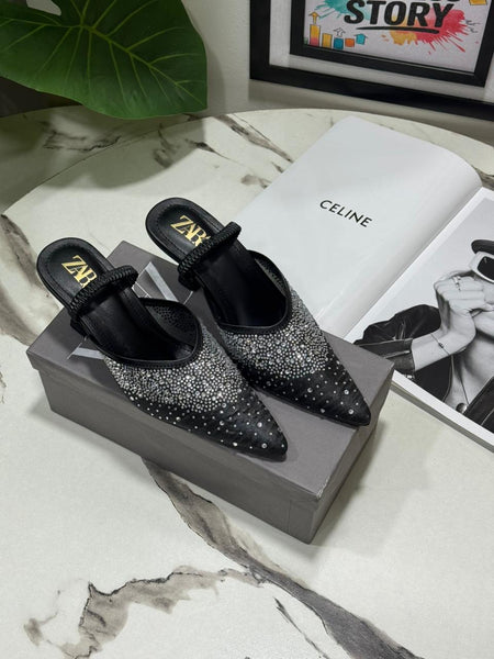 Zara Rhinestone Net Heel