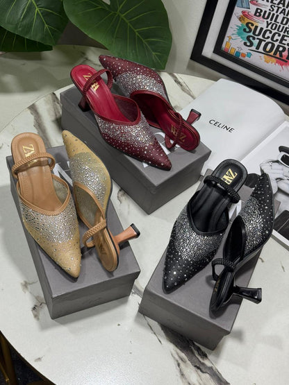 Zara Rhinestone Net Heel