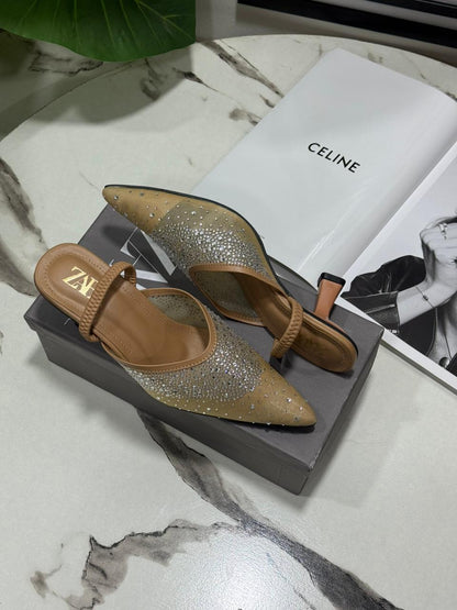 Zara Rhinestone Net Heel