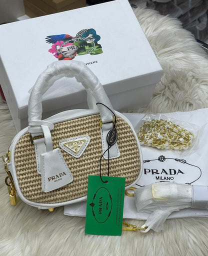 Prada Top Handle Canvas Crossbody