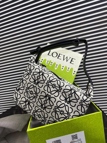 Loewe Small Cubi Anagram Jacquard Canvas Shoulder Bag