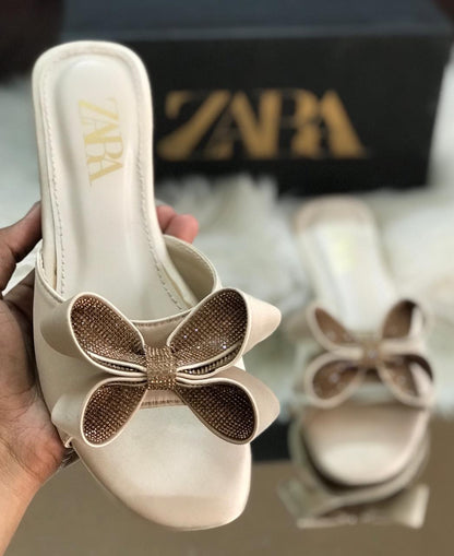 Zara Satin Mash Bow Slippers