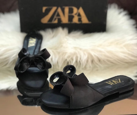 Zara Satin Mash Bow Slippers