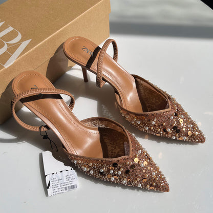 Zara Rhinestone Slingback Shoes