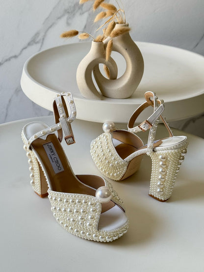 Jc Sacaria 120 embellished satin platform Heels