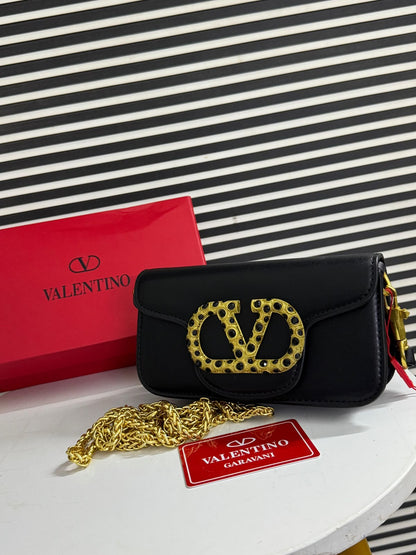 Valentino Garavani Loco Studded VLOGO Small Leather Shoulder Bag - Official