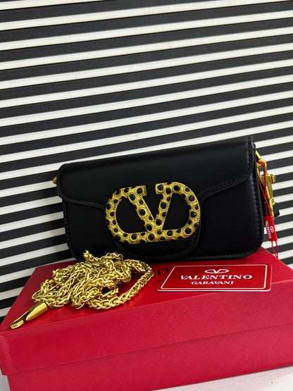 Valentino Garavani Loco Studded VLOGO Small Leather Shoulder Bag - Official