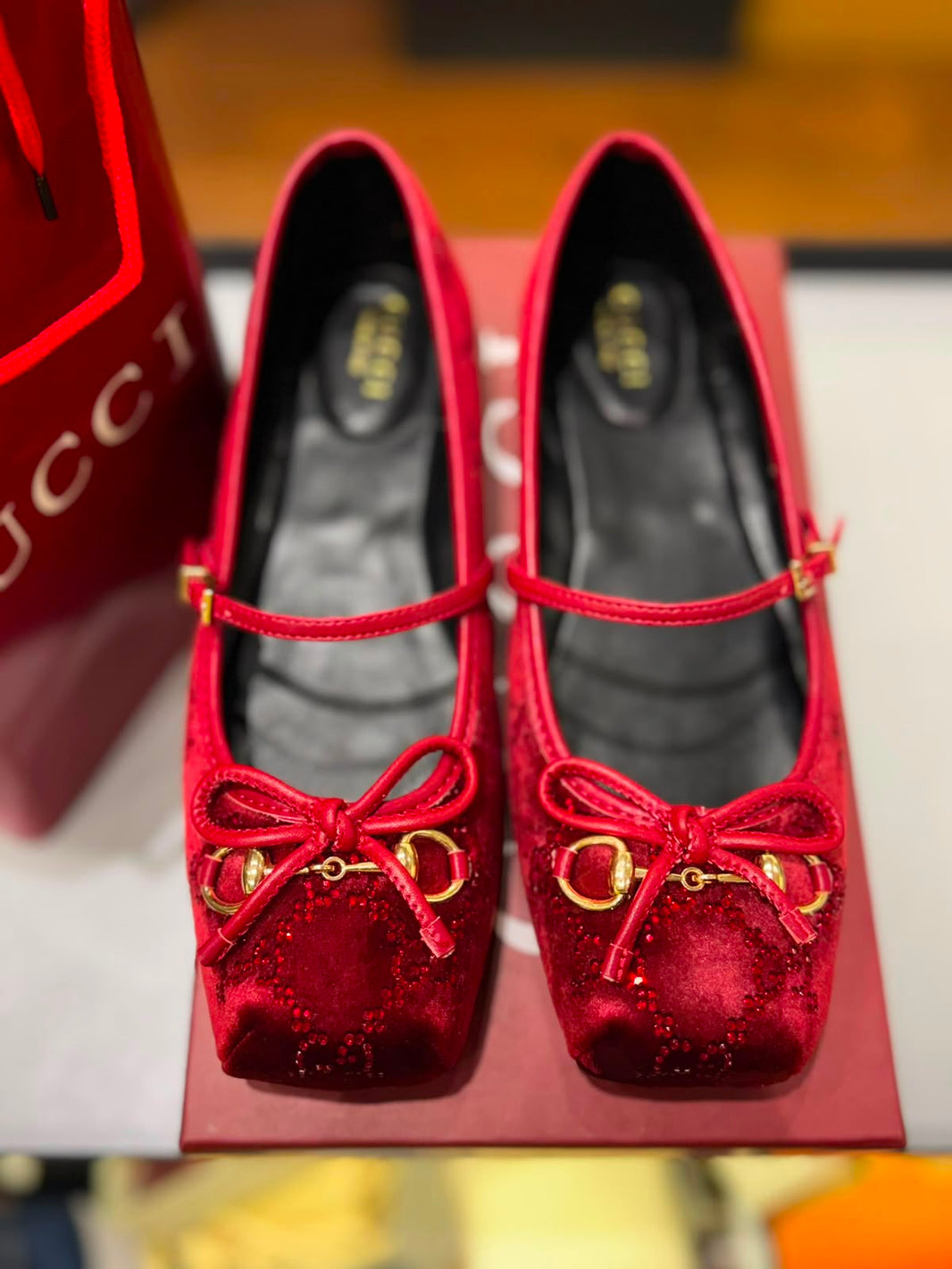 Gucci  Women Horsebit Velvet Ballet Pumps