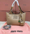 Miu MIu Leather Bag Calfskin Travertine/Periwinkle GHW