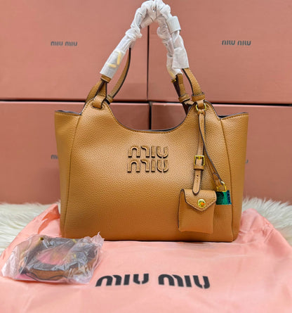Miu MIu Leather Bag Calfskin Travertine/Periwinkle GHW