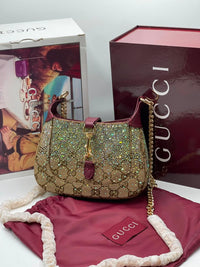 Gg Monogram Crystal Mini  Jackie Notte Bag