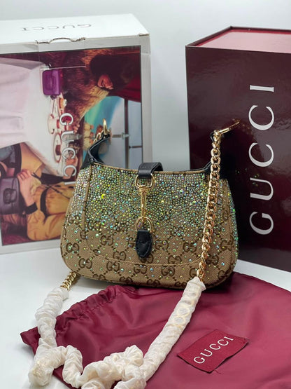 Gg Monogram Crystal Mini  Jackie Notte Bag