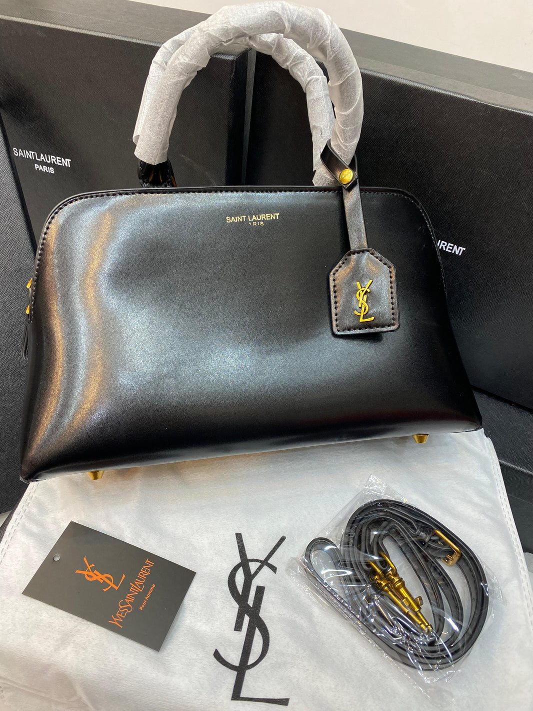 Saint Laurent Sac de jour Leather Bowling Bag