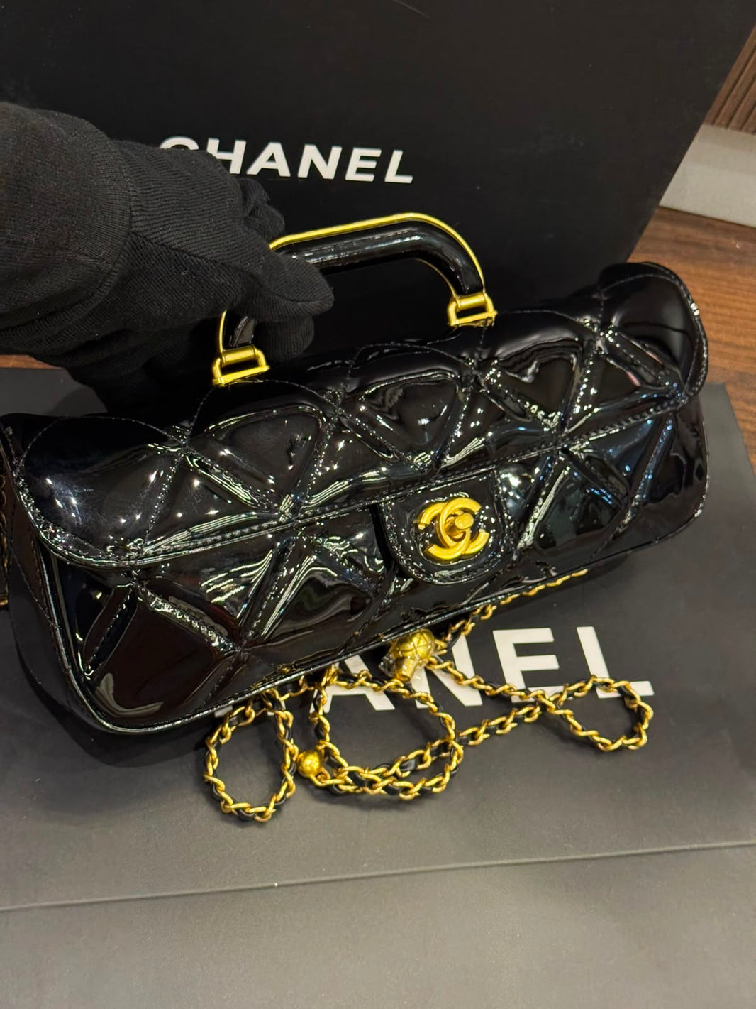 Chanel 2025 Large Patent Top Handle Bag