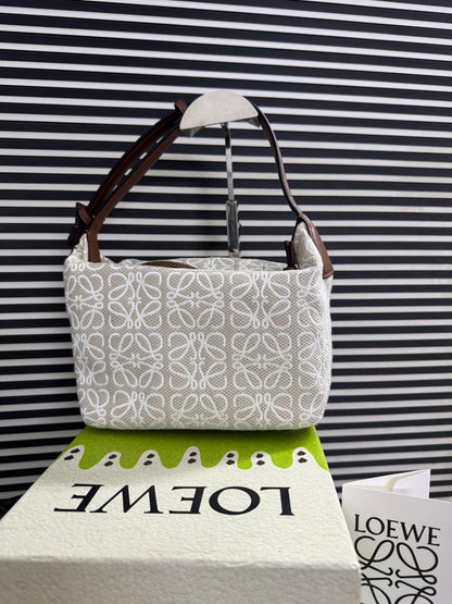 Loewe Small Cubi Anagram Jacquard Canvas Shoulder Bag